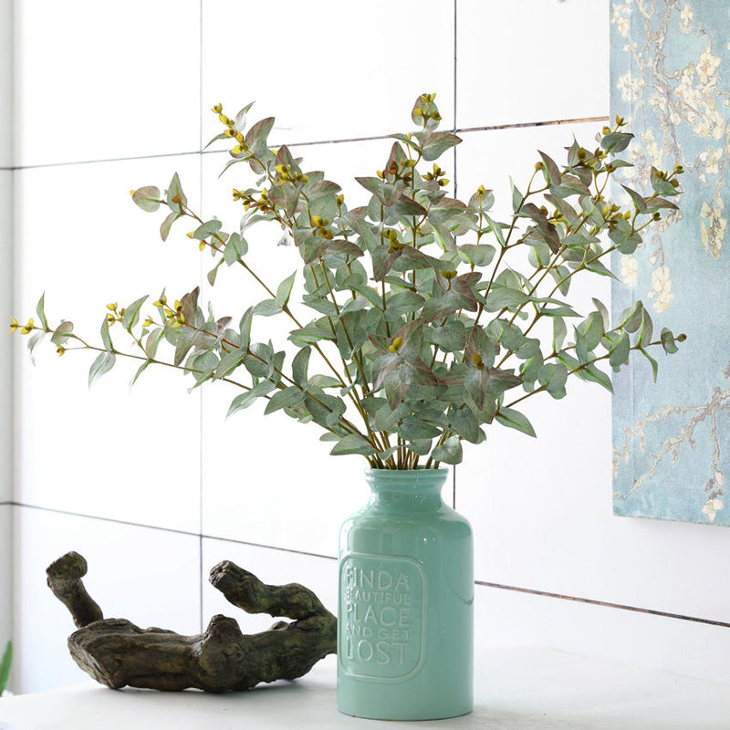25 Inch Artificial Eucalyptus Stems with Fruits, Real Touch, 10 Pcs Bulk Pack