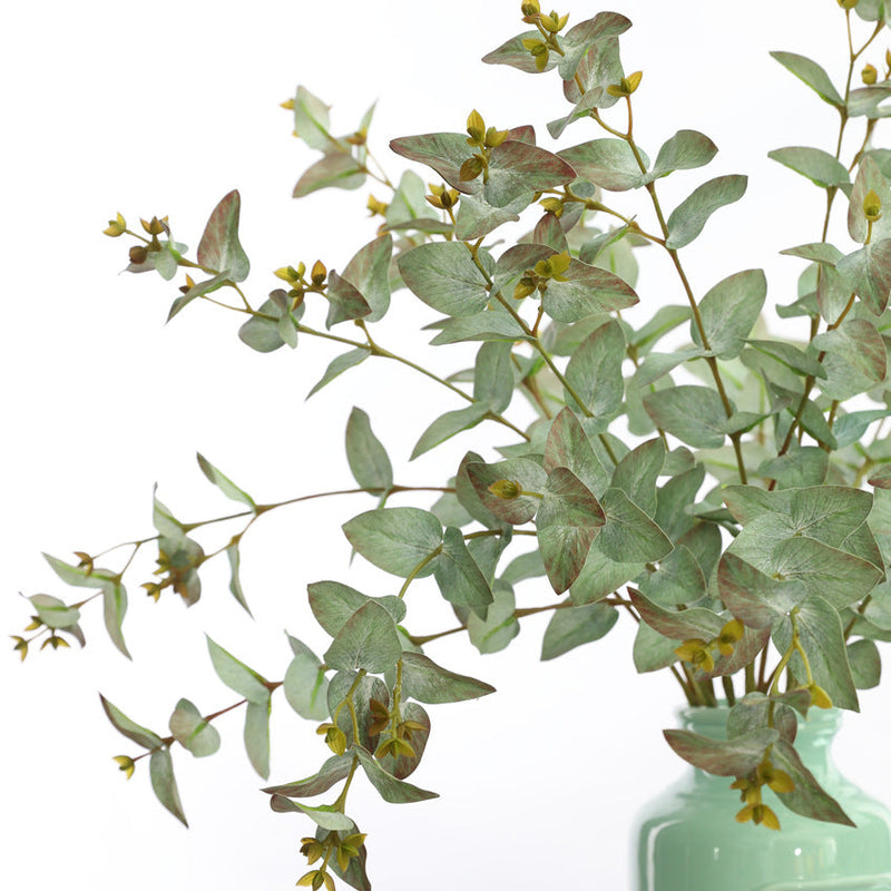 25 Inch Artificial Eucalyptus Stems with Fruits, Real Touch, 10 Pcs Bulk Pack