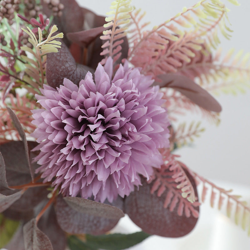 10 Pcs Silk Fall Eucalyptus and Mum Bouquets Artificial Flowers Autumn Wedding Decor