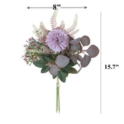 10 Pcs Silk Fall Eucalyptus and Mum Bouquets Artificial Flowers Autumn Wedding Decor
