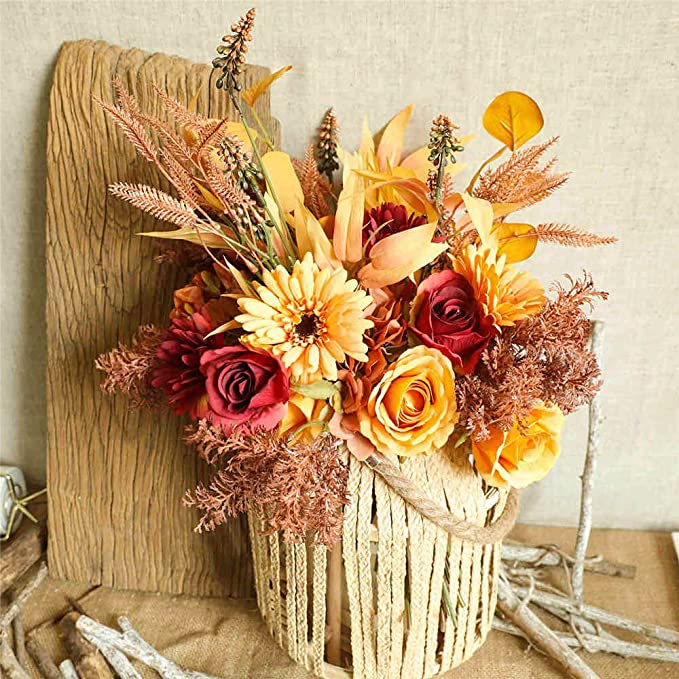 Artificial Silk Flowers Bouquet 10 Pcs Bulk Wedding Table Centerpiece Arrangements