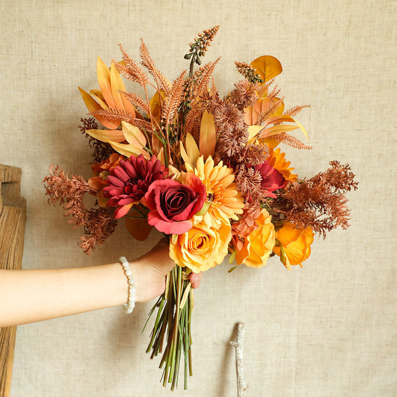 Artificial Silk Flowers Bouquet 10 Pcs Bulk Wedding Table Centerpiece Arrangements