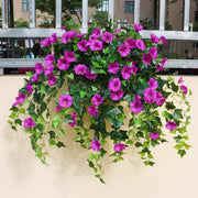2 Pcs Artificial Spring Petunia Flowers UV Resistant Outdoor Faux Silk Plants