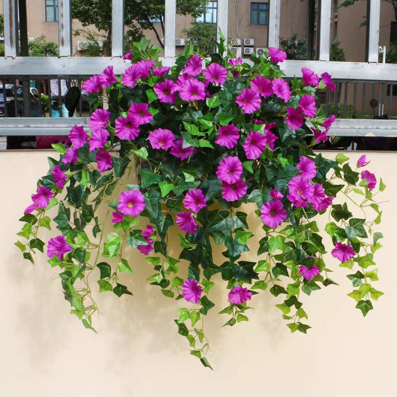 2 Pcs Artificial Spring Petunia Flowers UV Resistant Outdoor Faux Silk Plants