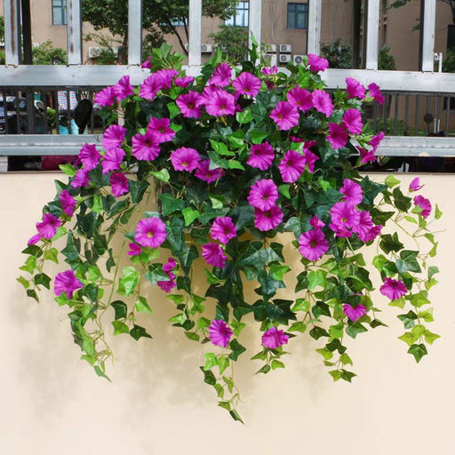 2 Pcs Artificial Spring Petunia Flowers UV Resistant Outdoor Faux Silk Plants