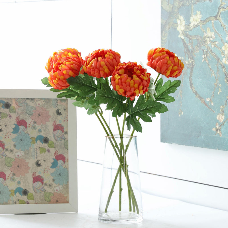 18 Inch Artificial Silk Mum Flower Stems, 18 Pcs Fall Decoration Arrangement
