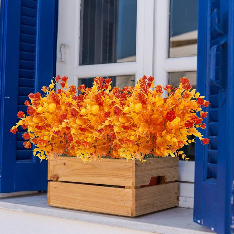 Artificial Fall Boxwood Bush Shrubs 10 Pcs UV Resistant Outdoor Plants