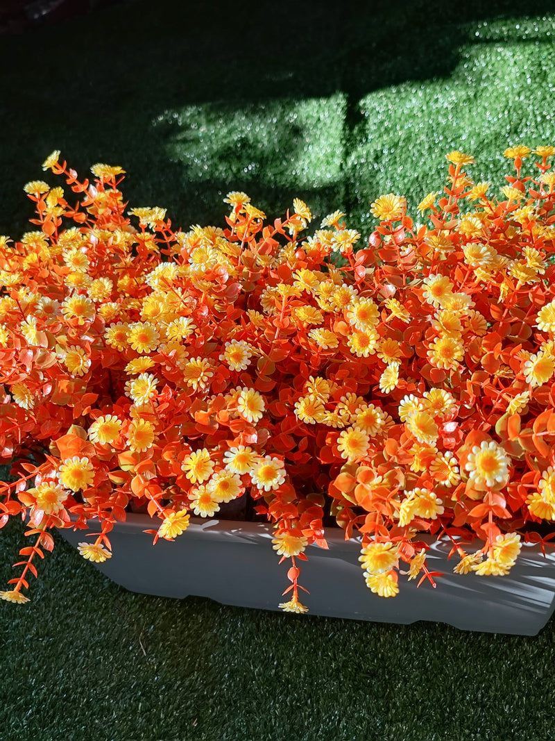 8 Bundles Autumn Mum Daisy Bush Artificial Flowers UV Resistant Outdoor Plants