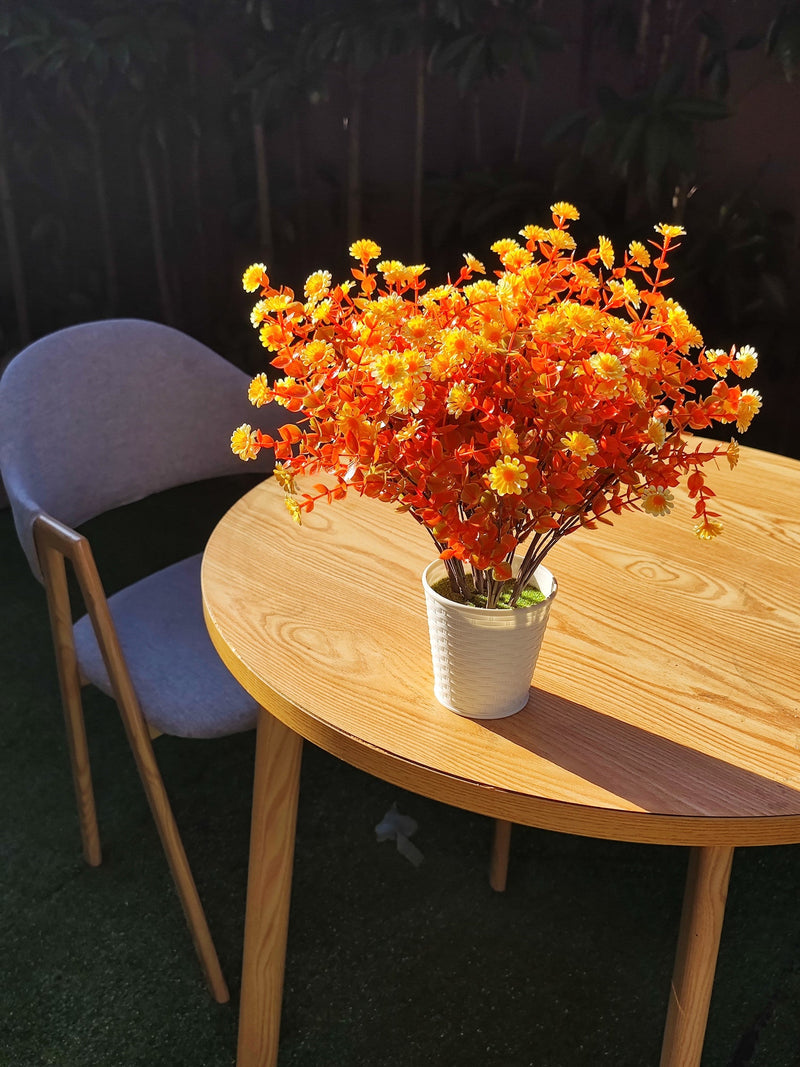 8 Bundles Autumn Mum Daisy Bush Artificial Flowers UV Resistant Outdoor Plants