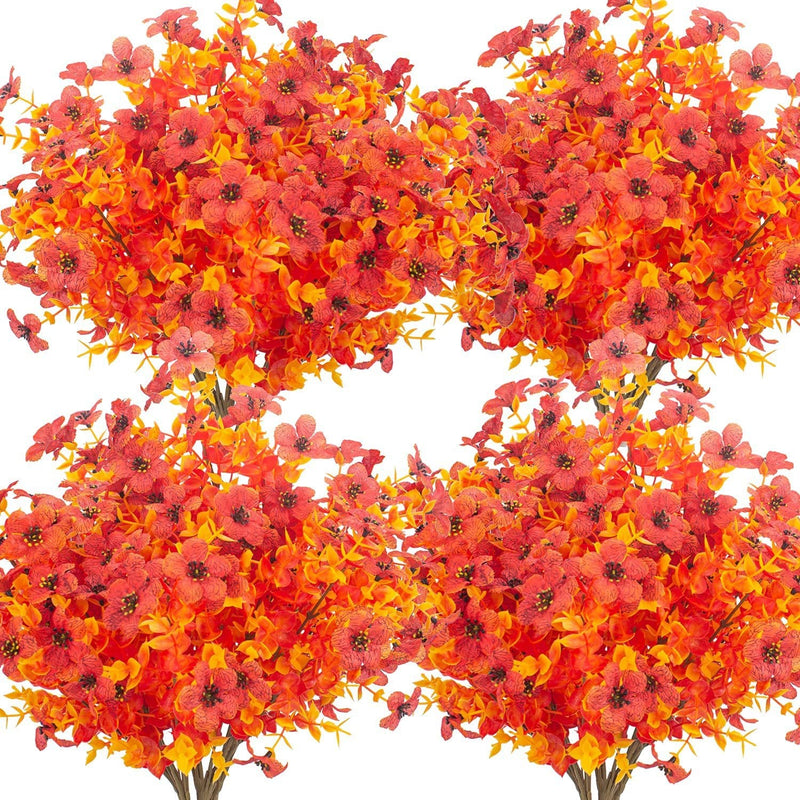 16 Inch Artificial Autumn Poplar Bushes, Orange UV Resistant, Bulk Quantity