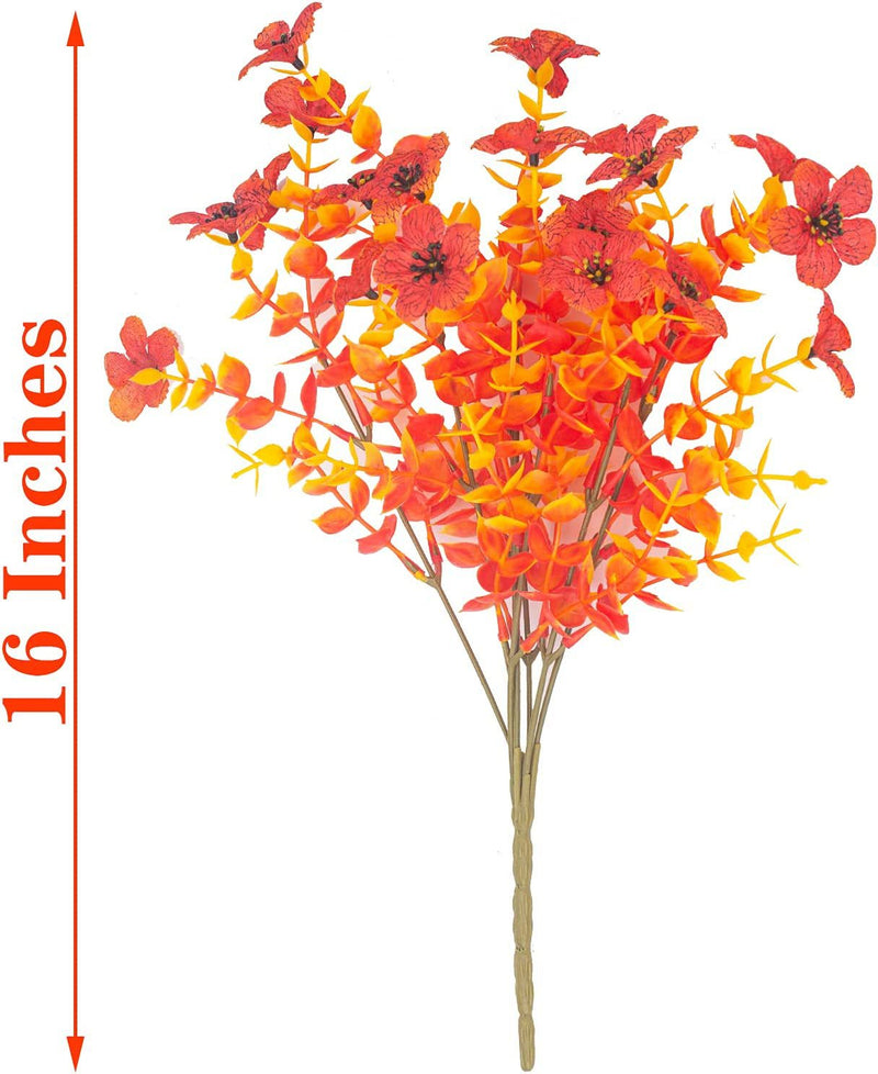 16 Inch Artificial Autumn Poplar Bushes, Orange UV Resistant, Bulk Quantity