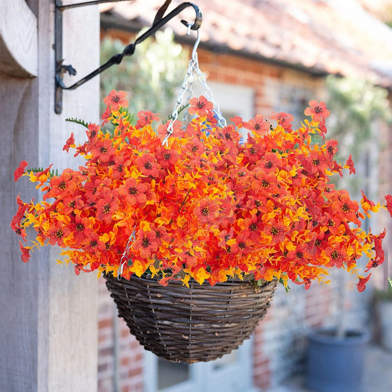 16 Inch Artificial Autumn Poplar Bushes, Orange UV Resistant, Bulk Quantity