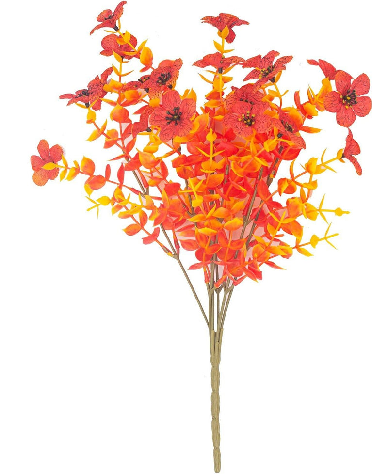 16 Inch Artificial Autumn Poplar Bushes, Orange UV Resistant, Bulk Quantity