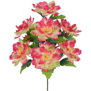 20 Inch Artificial Cabbage Rose Bush - 1 Stem Silk Cemetery Flower