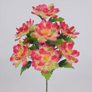 20 Inch Artificial Cabbage Rose Bush - 1 Stem Silk Cemetery Flower