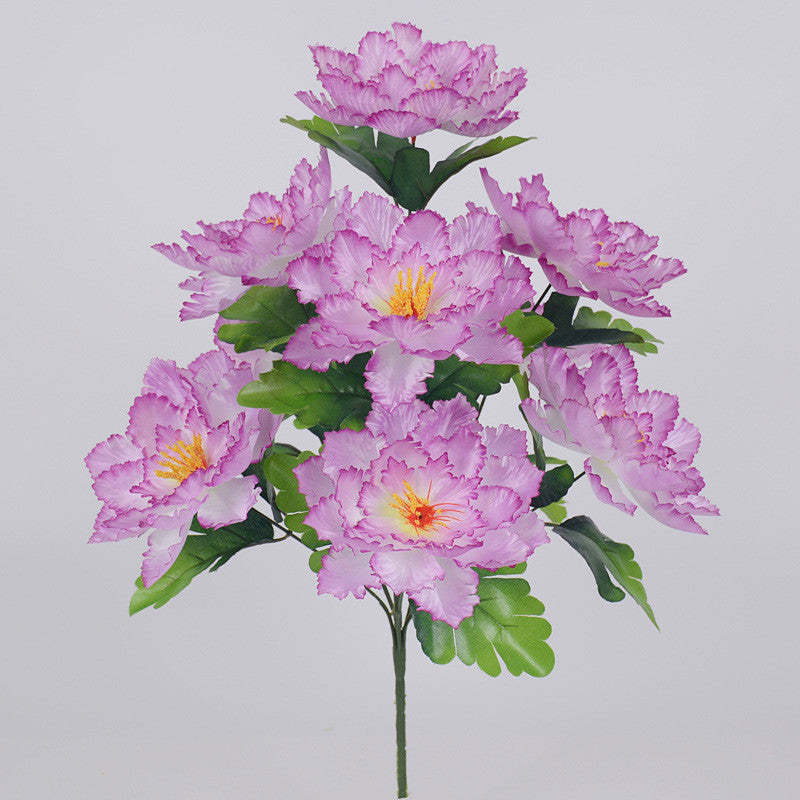 20 Inch Artificial Cabbage Rose Bush - 1 Stem Silk Cemetery Flower