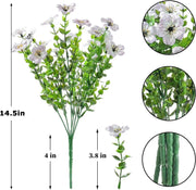 12 Bundles Artificial Flowers Plants UV Resistant Outdoor Planter Porch Patio Garden
