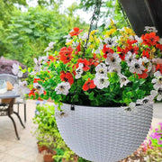 12 Bundles Artificial Flowers Plants UV Resistant Outdoor Planter Porch Patio Garden
