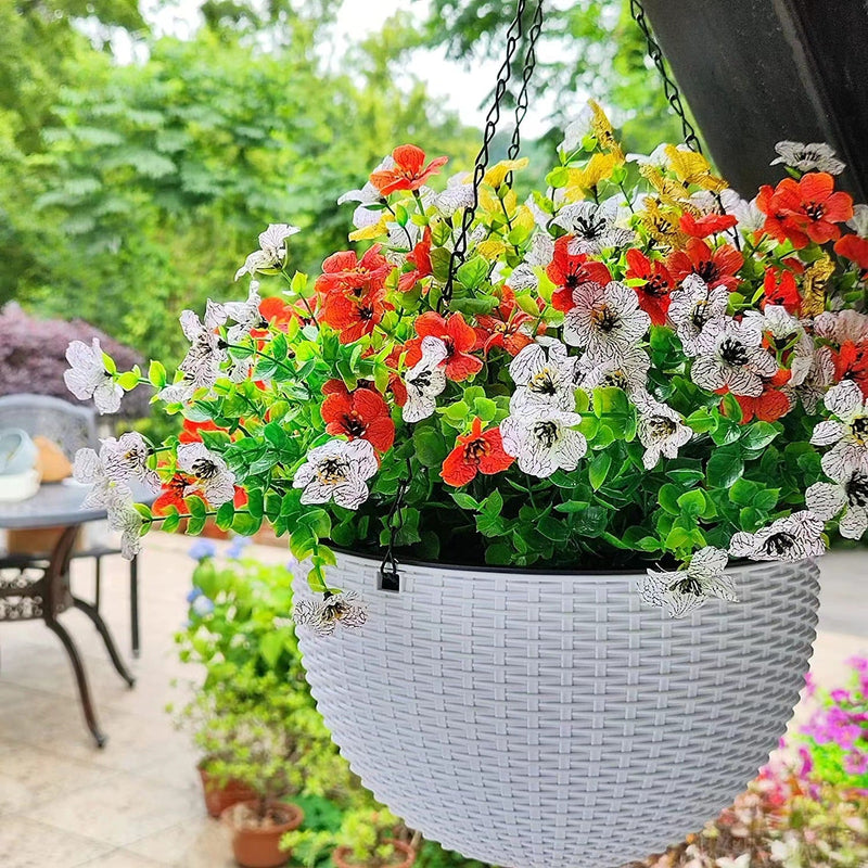 12 Bundles Artificial Flowers Plants UV Resistant Outdoor Planter Porch Patio Garden