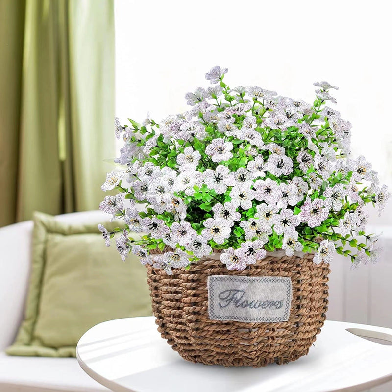 12 Bundles Artificial Flowers Plants UV Resistant Outdoor Planter Porch Patio Garden