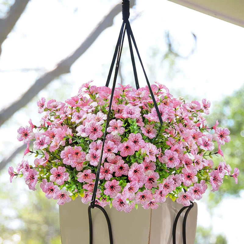 12 Bundles Artificial Flowers Plants UV Resistant Outdoor Planter Porch Patio Garden
