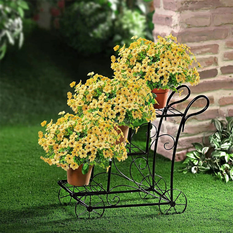 12 Bundles Artificial Flowers Plants UV Resistant Outdoor Planter Porch Patio Garden