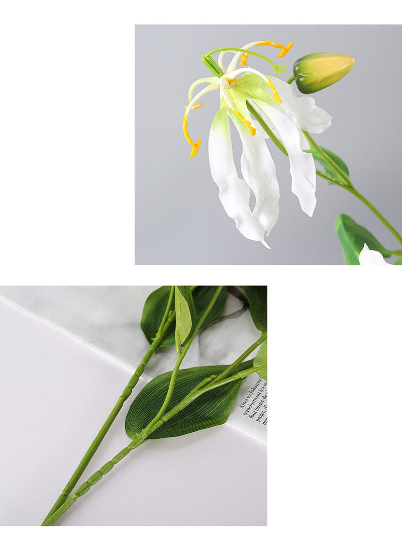 31 Inch Artificial Gloriosa Stem Spray with Leaves – 1 Stem Silk Flower
