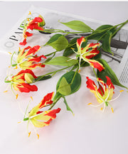 31 Inch Artificial Gloriosa Stem Spray with Leaves – 1 Stem Silk Flower