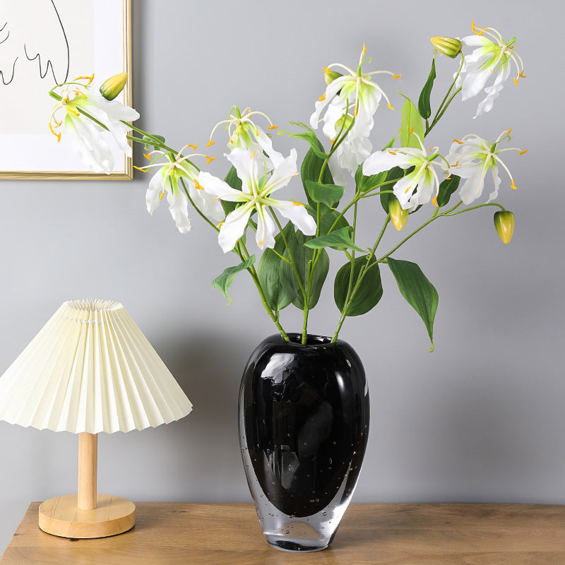 31 Inch Artificial Gloriosa Stem Spray with Leaves – 1 Stem Silk Flower