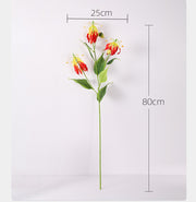 31 Inch Artificial Gloriosa Stem Spray with Leaves – 1 Stem Silk Flower