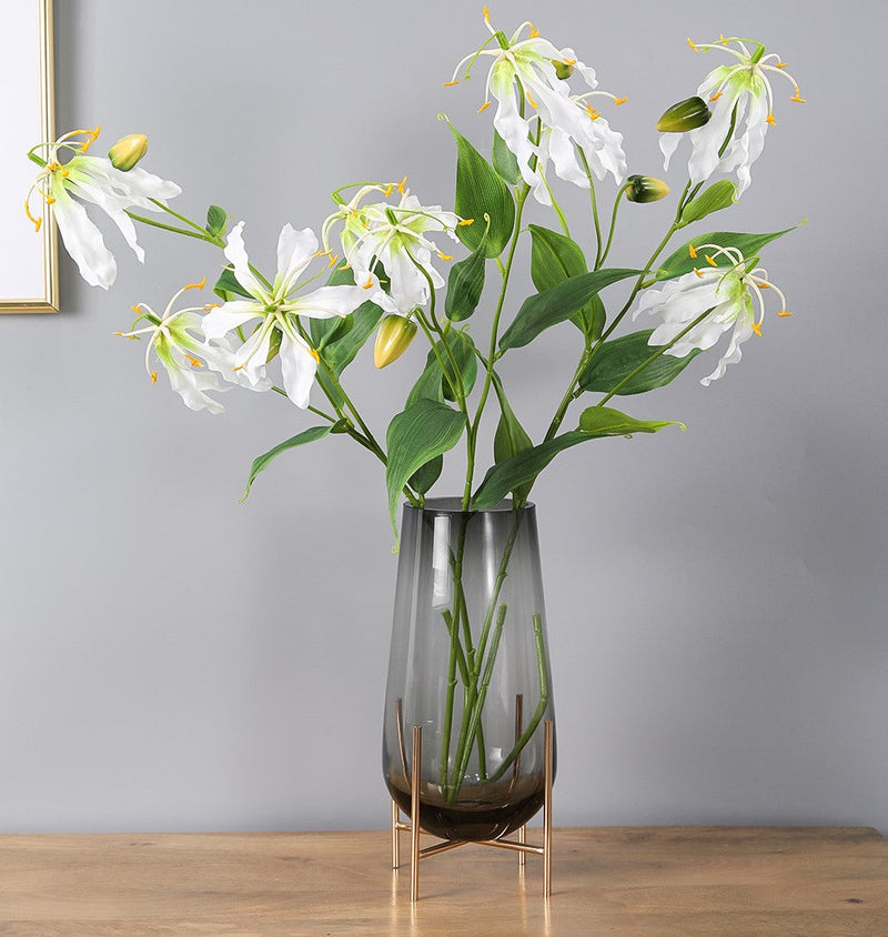 31 Inch Artificial Gloriosa Stem Spray with Leaves – 1 Stem Silk Flower