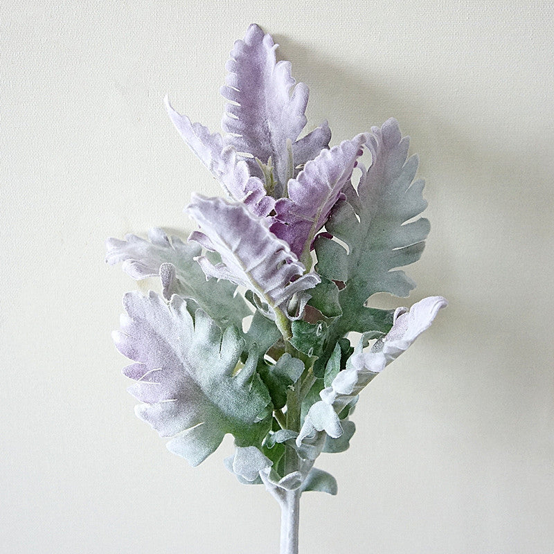 15 Inch Lambs Ear Leaves and Dusty Miller Stems, 15 Pcs Real Touch Silver Ragwort Foliage Artificial Leaves Bulk