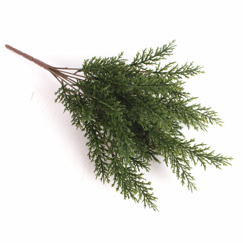 Cedar Pine Bush Artificial Plants 10 Pcs Green Christmas Decorative Foliage