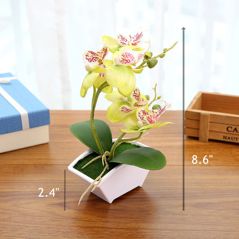 Artificial Orchid Flower Bonsai in Pot, Bulk Quantity, Silk Material, Decorative Indoor Plant