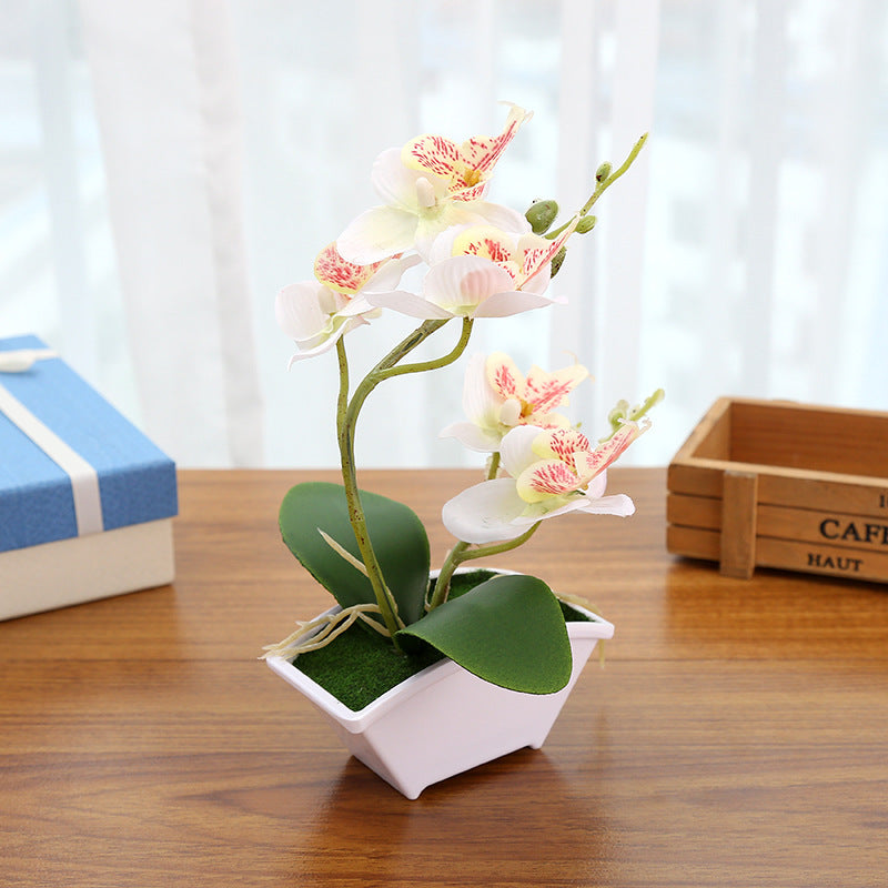 Artificial Orchid Flower Bonsai in Pot, Bulk Quantity, Silk Material, Decorative Indoor Plant