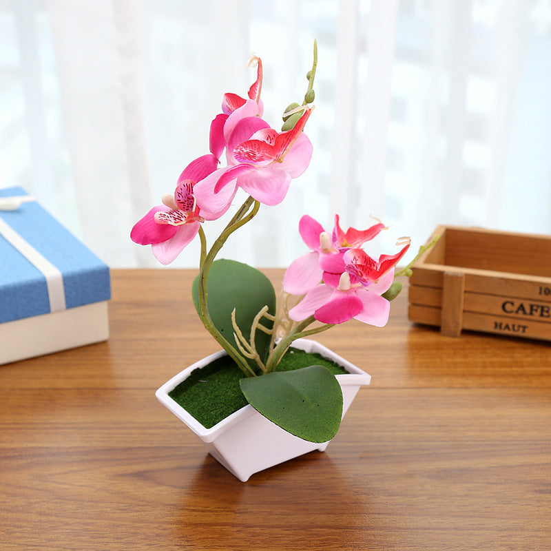 Artificial Orchid Flower Bonsai in Pot, Bulk Quantity, Silk Material, Decorative Indoor Plant