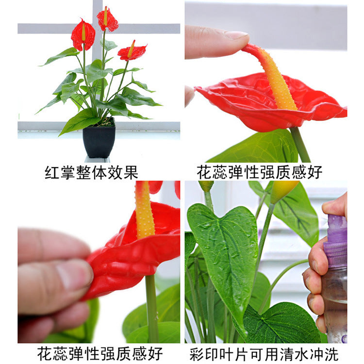 15.7 Inch Calla Lily Artificial Flower 1 Pc Small Faux Potted Plant with Black Pot