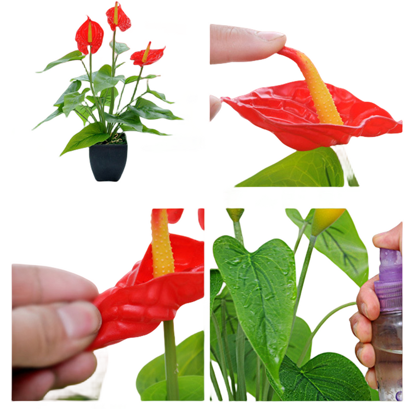 15.7 Inch Calla Lily Artificial Flower 1 Pc Small Faux Potted Plant with Black Pot