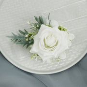 White Artificial Rose Corsage and Boutonniere Set, Bulk Quantity, Silk Flowers