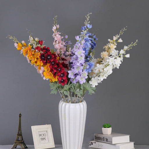 3 Pcs 33 Inch Artificial Silk Delphinium Larkspur Flower Stems