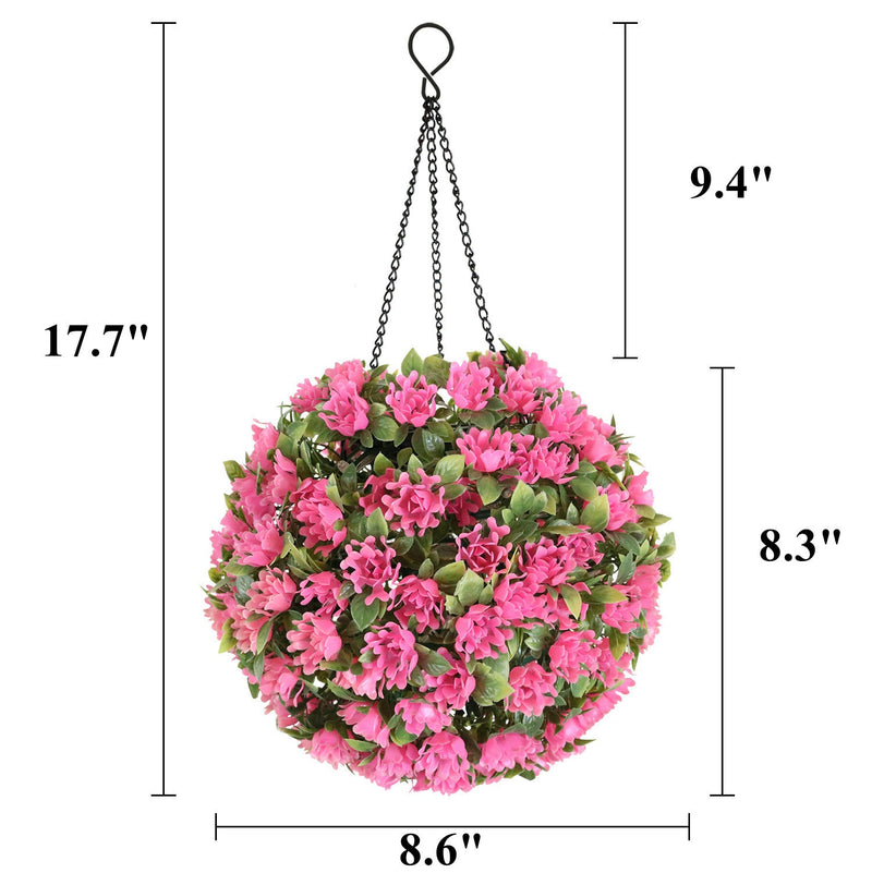 17.7 Inch Artificial Flower Solar LED Topiary Ball Spheres Hanging Garden Decor, Bulk Quantity