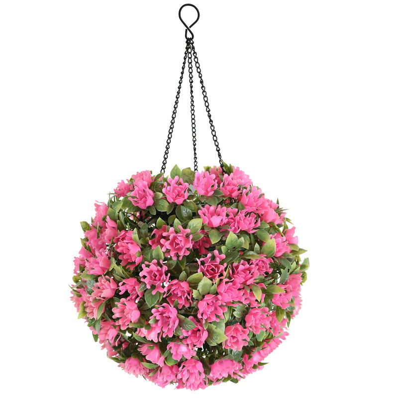 17.7 Inch Artificial Flower Solar LED Topiary Ball Spheres Hanging Garden Decor, Bulk Quantity
