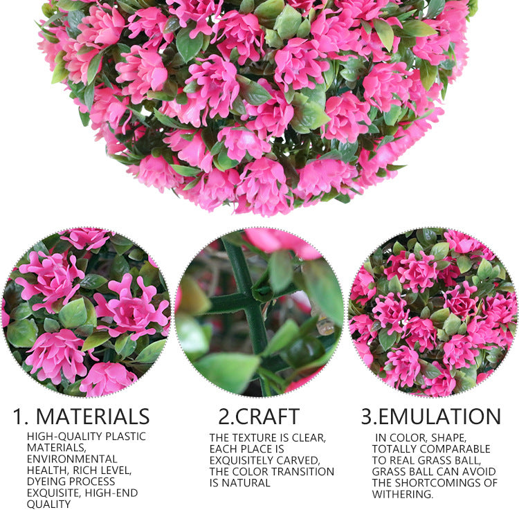 17.7 Inch Artificial Flower Solar LED Topiary Ball Spheres Hanging Garden Decor, Bulk Quantity