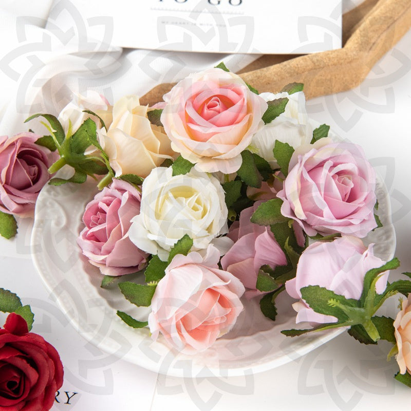10 Pcs 1.5 Inch Silk Artificial Tiny Rose Heads for Crafts Bulk Wholesale