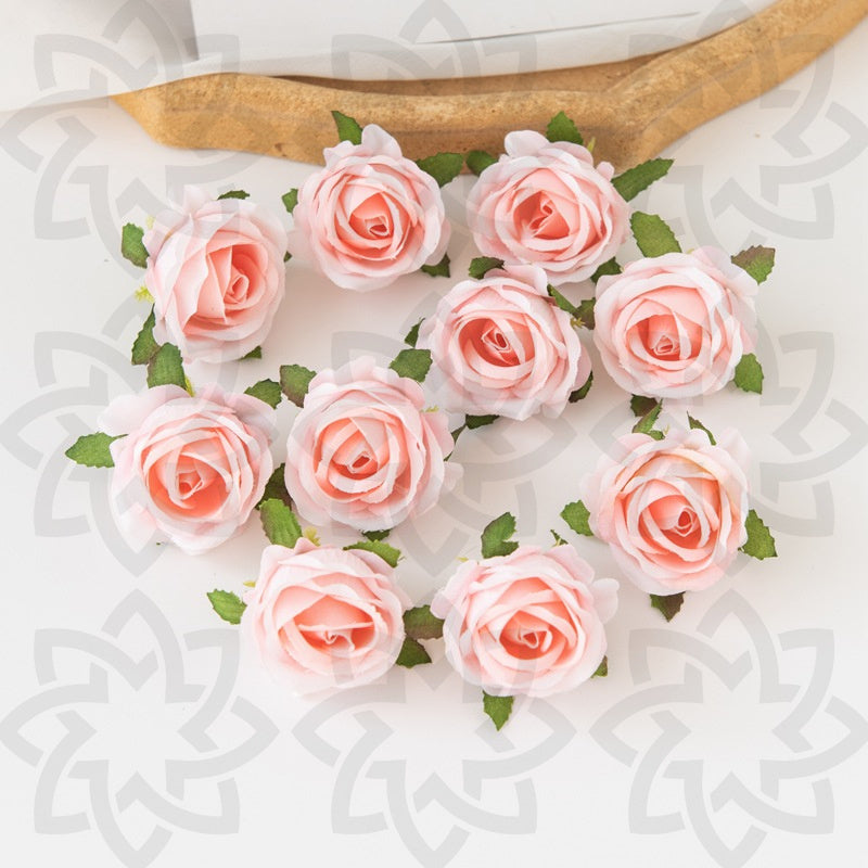10 Pcs 1.5 Inch Silk Artificial Tiny Rose Heads for Crafts Bulk Wholesale