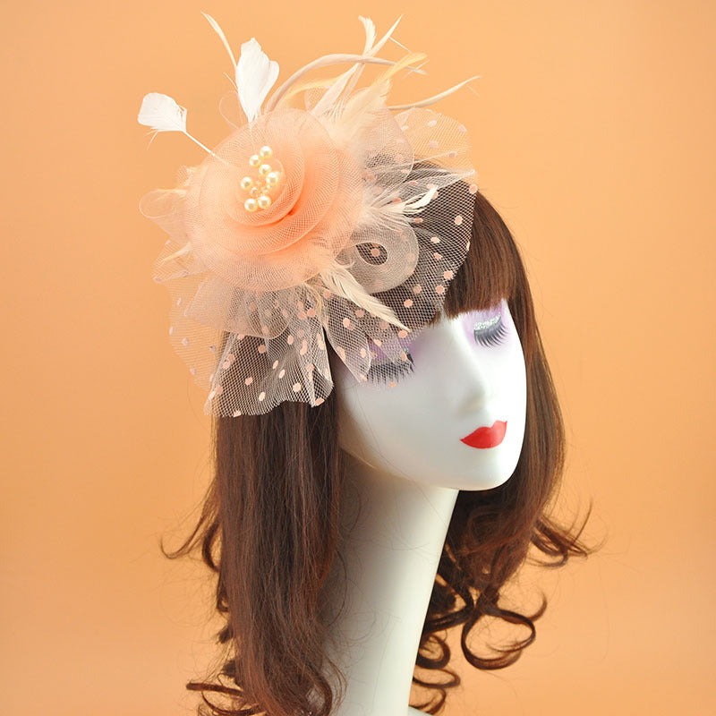 20 Pcs Artificial Flower Feather Mesh Net Veil Hat Accessories for DIY Wedding Tea Party Centerpieces
