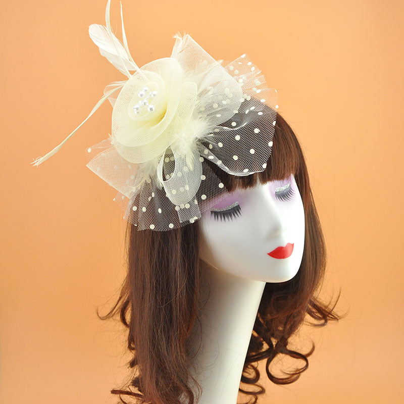 20 Pcs Artificial Flower Feather Mesh Net Veil Hat Accessories for DIY Wedding Tea Party Centerpieces