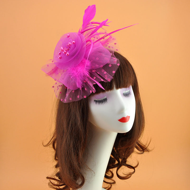 20 Pcs Artificial Flower Feather Mesh Net Veil Hat Accessories for DIY Wedding Tea Party Centerpieces