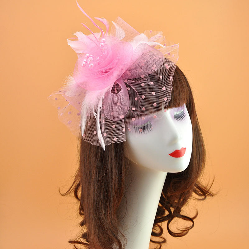 20 Pcs Artificial Flower Feather Mesh Net Veil Hat Accessories for DIY Wedding Tea Party Centerpieces