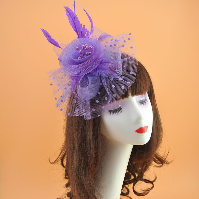 20 Pcs Artificial Flower Feather Mesh Net Veil Hat Accessories for DIY Wedding Tea Party Centerpieces